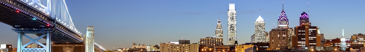 Philadelphia skyline at dusk