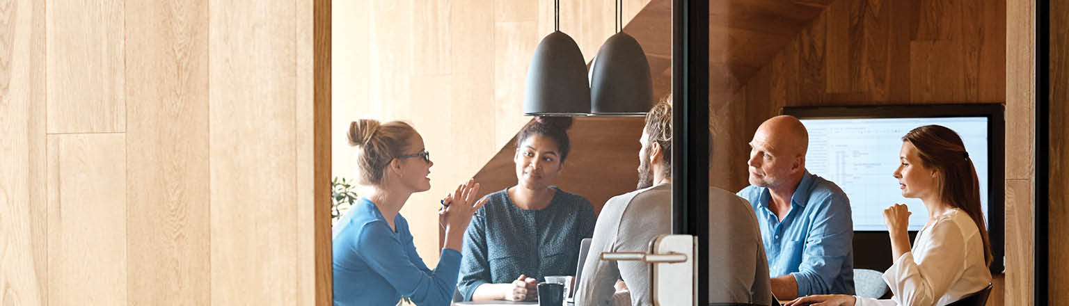 Group of people having a discussion in a conference room 