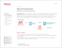 Thumbnail image of Special needs trusts flier. 